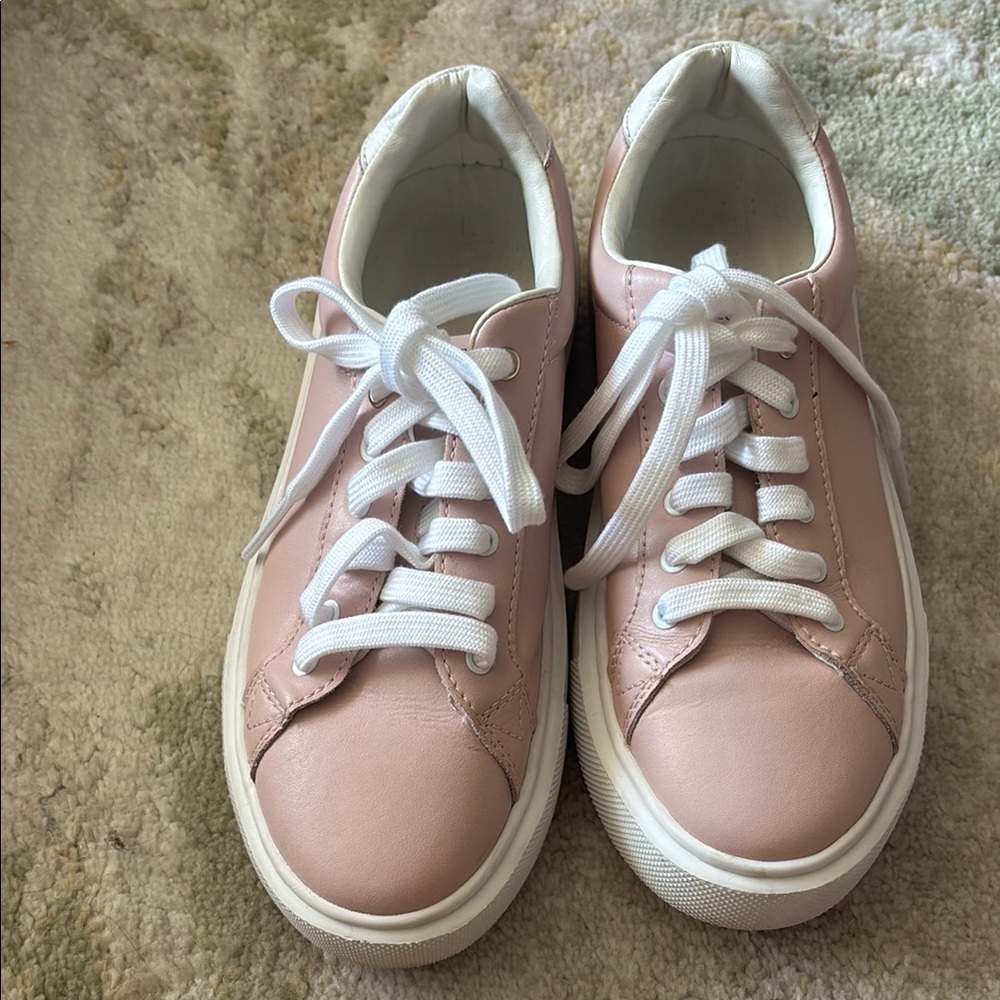 Rebecca Minkoff Pink and White Sneakers with Platform Soles